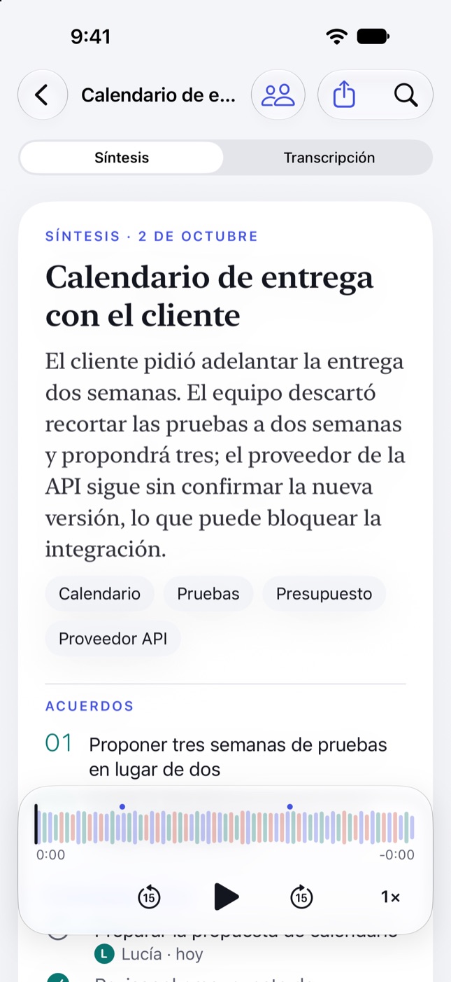Síntesis en Polifonía: título, resumen, temas y acuerdos de la reunión.